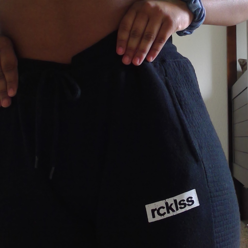 young & reckless black sweatpants with rcklss logo